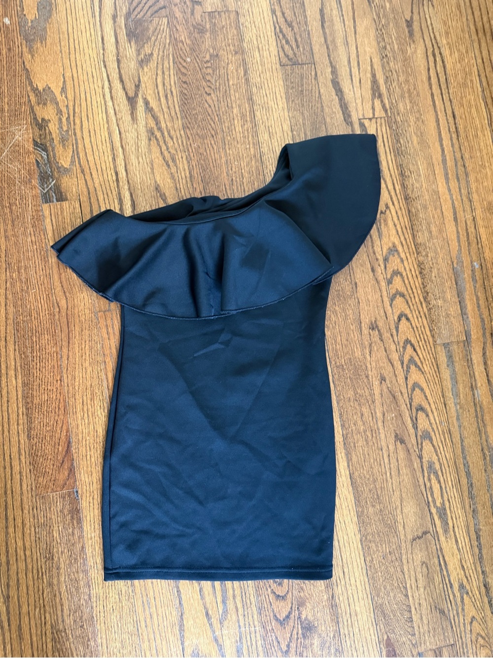 Black One-Shoulder Ruffle Dress for Girls